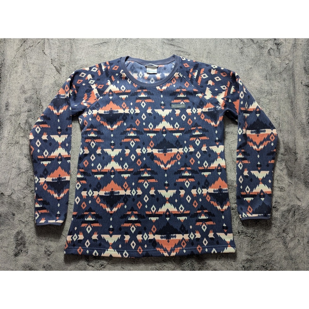 Columbia Long Sleeve Sweater Women's Size XL Blue Aztec Southwestern